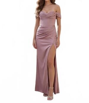 NEW KOS corset satin formal evening dress in mauve